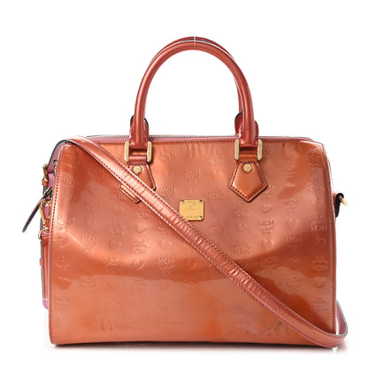 MCM Patent Monogram Boston Bag Bronze 1 of 13