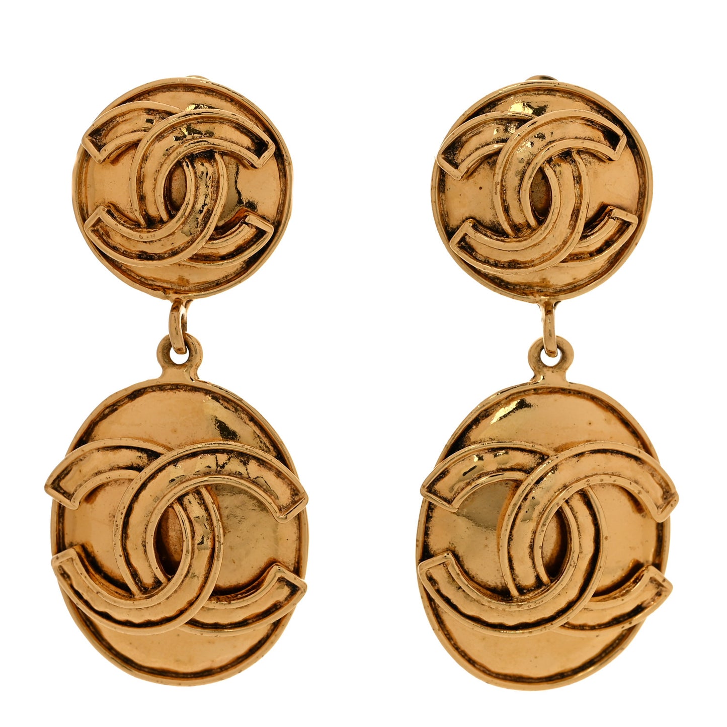 CC Drop Clip On Earrings Gold