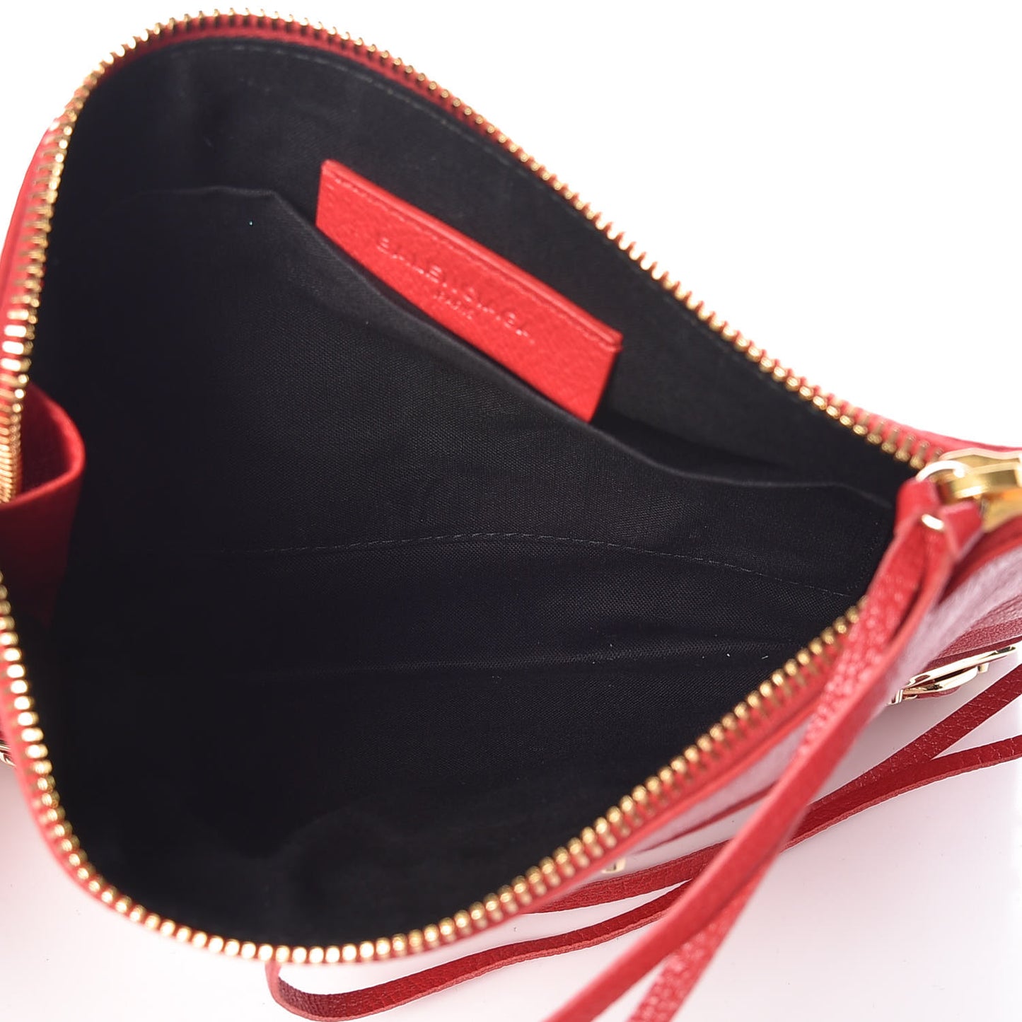 Chevre Gold Metallic Edge Hardware Pouch Rouge Grenade
