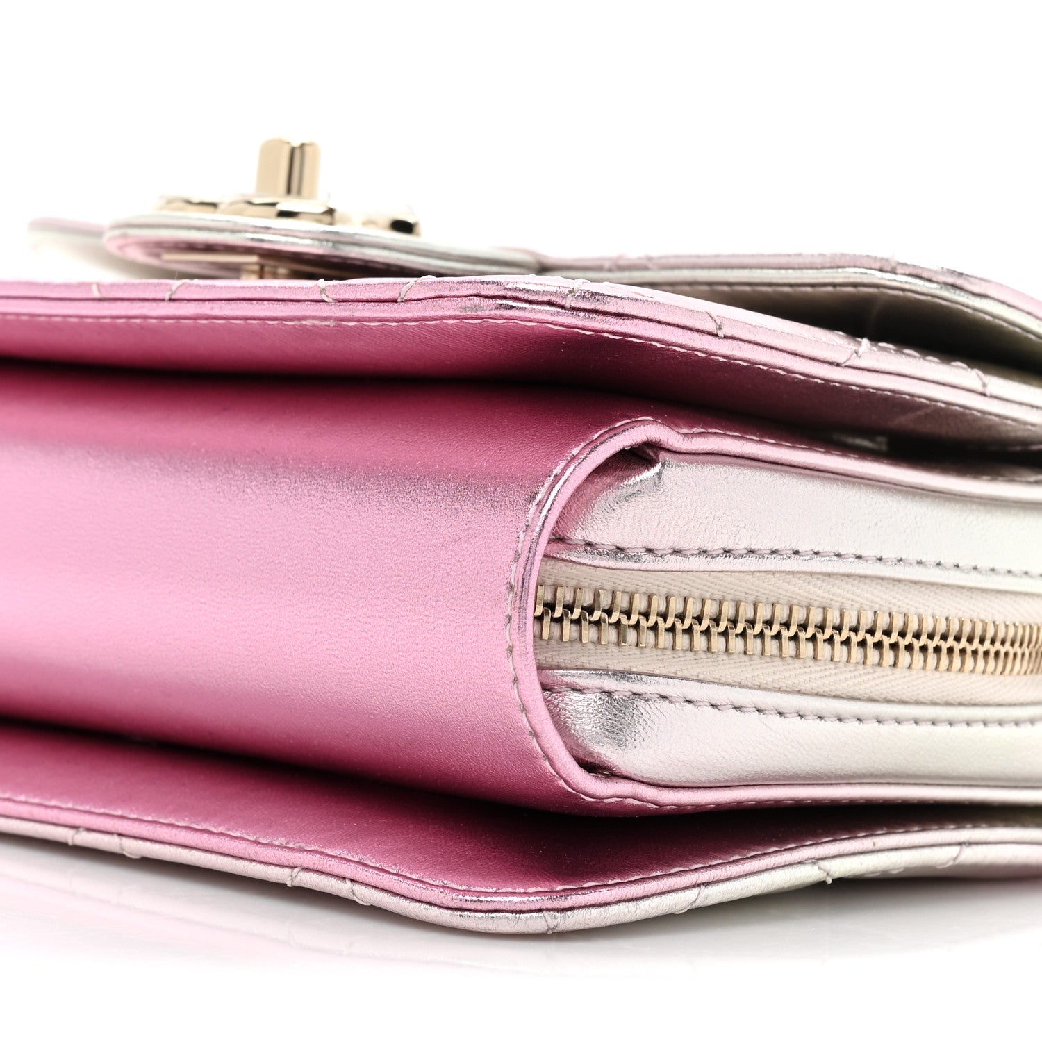 Chanel Metallic Lambskin Like A Wallet Flap Golden Pink 8 of 10