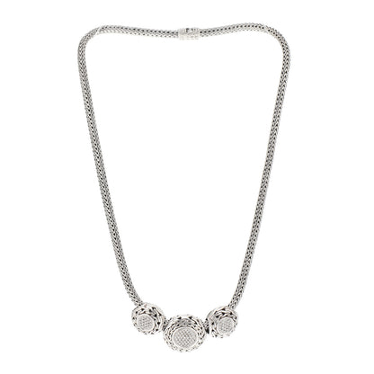 John Hardy Sterling Silver Diamond 3 Round Pendant Necklace 3 of 4