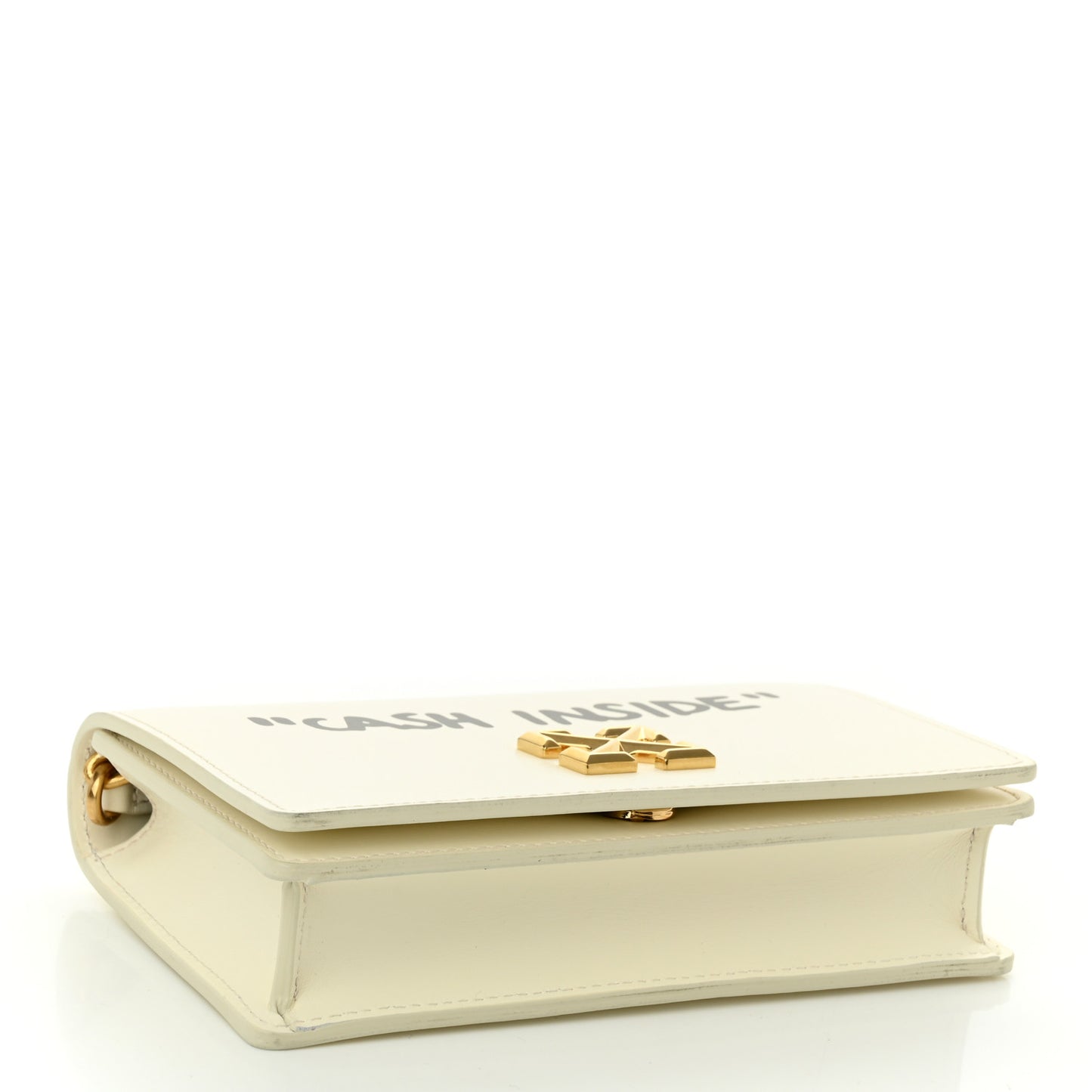 OFF WHITE Calfskin Jitney 0.5 Cash Inside Crossbody Bag White