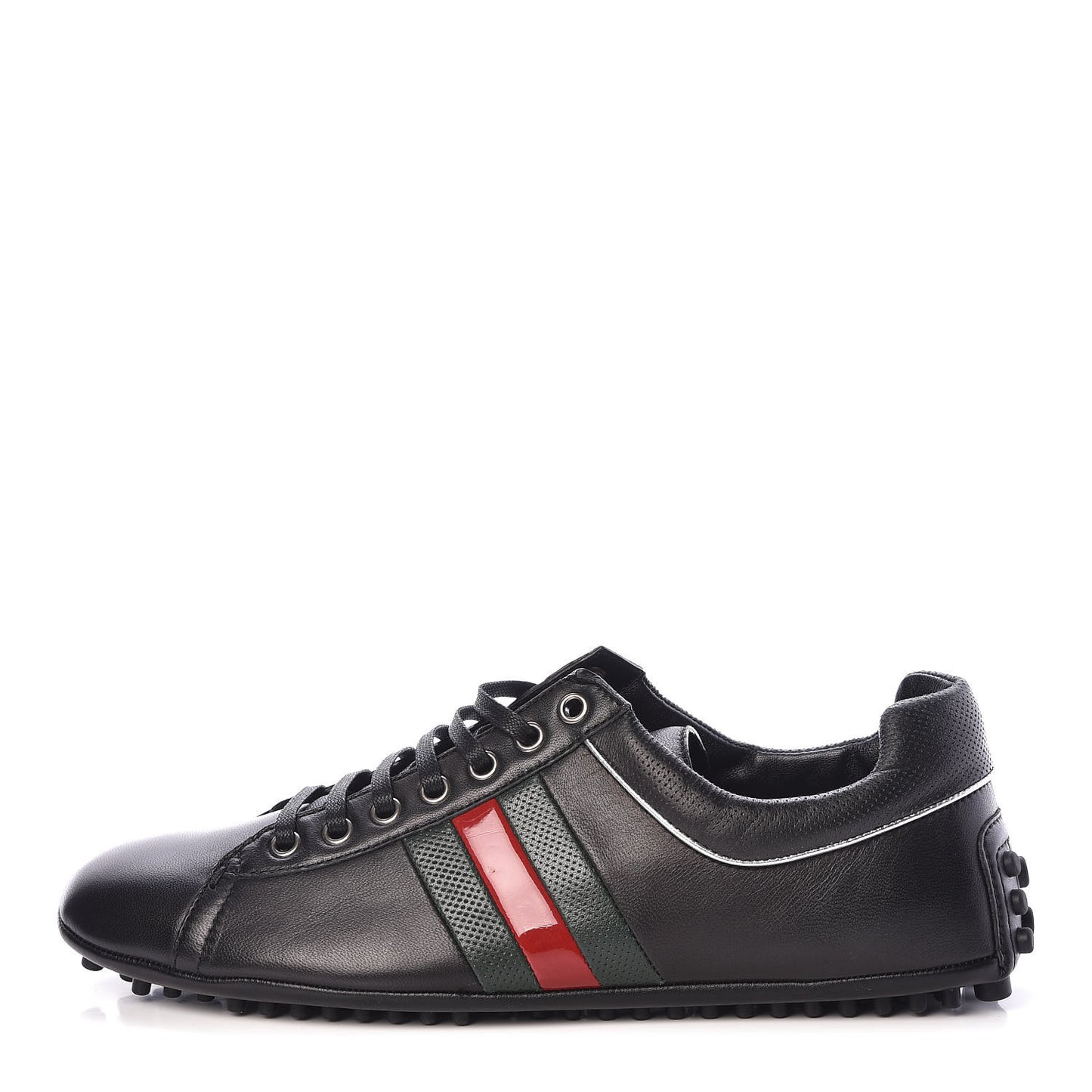 Calfskin Web Mens Lace Up Driver Sneakers 8 Black