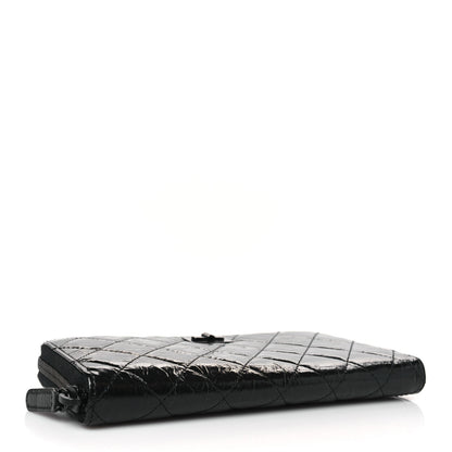 Chanel Glazed Aged Calfskin Quilted Reissue Large Gusset Zip Around Wallet So Black 4 of 8