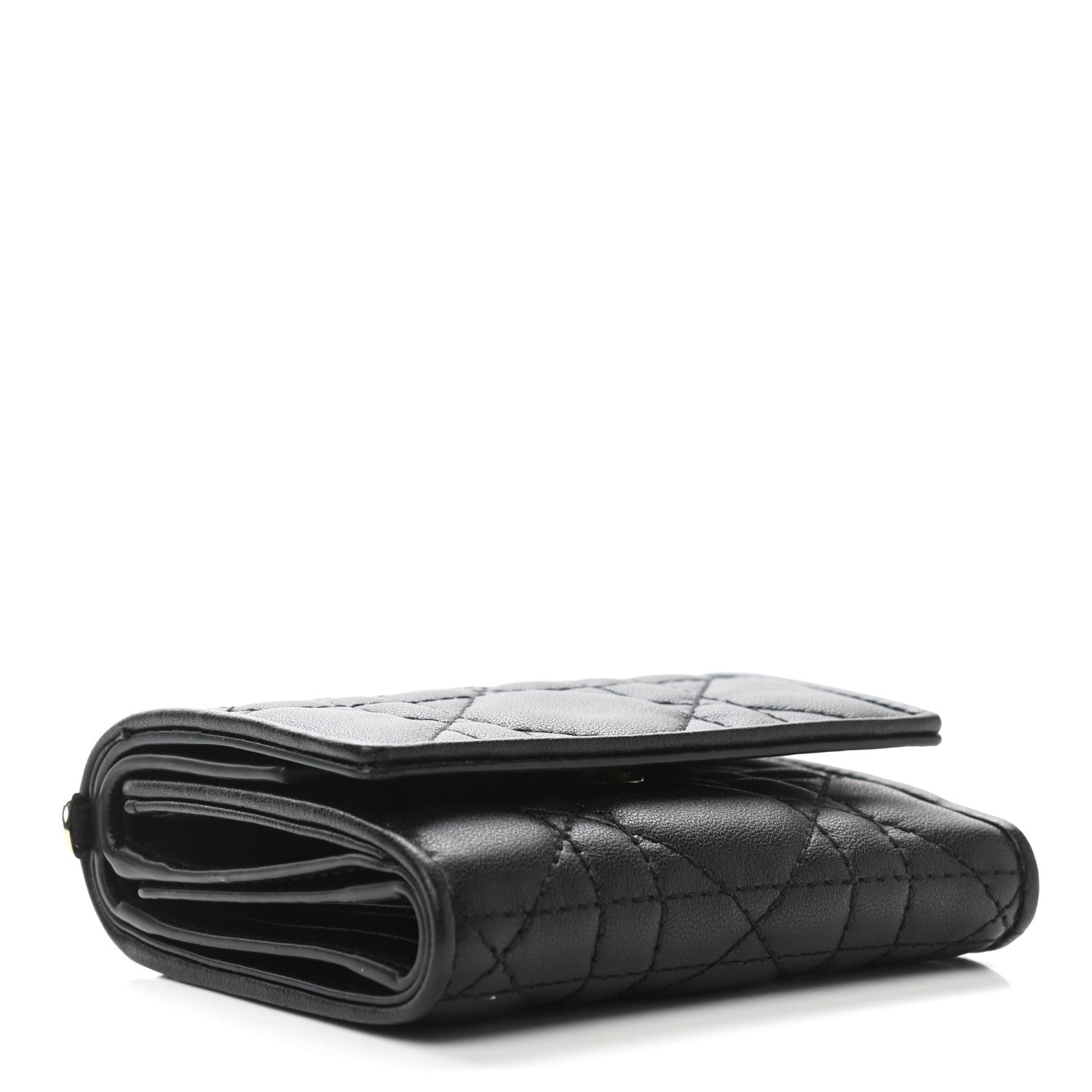Christian Dior Lambskin Cannage Lady Dior Lotus Wallet Black 4 of 8