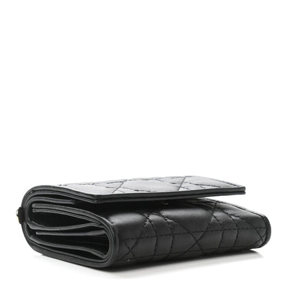 Christian Dior Lambskin Cannage Lady Dior Lotus Wallet Black 4 of 8