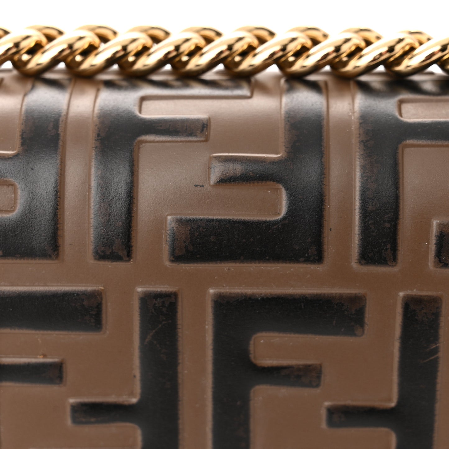Vitello Liberty Bi-Color FF 1974 Embossed Small Kan U Shoulder Bag Maya Black