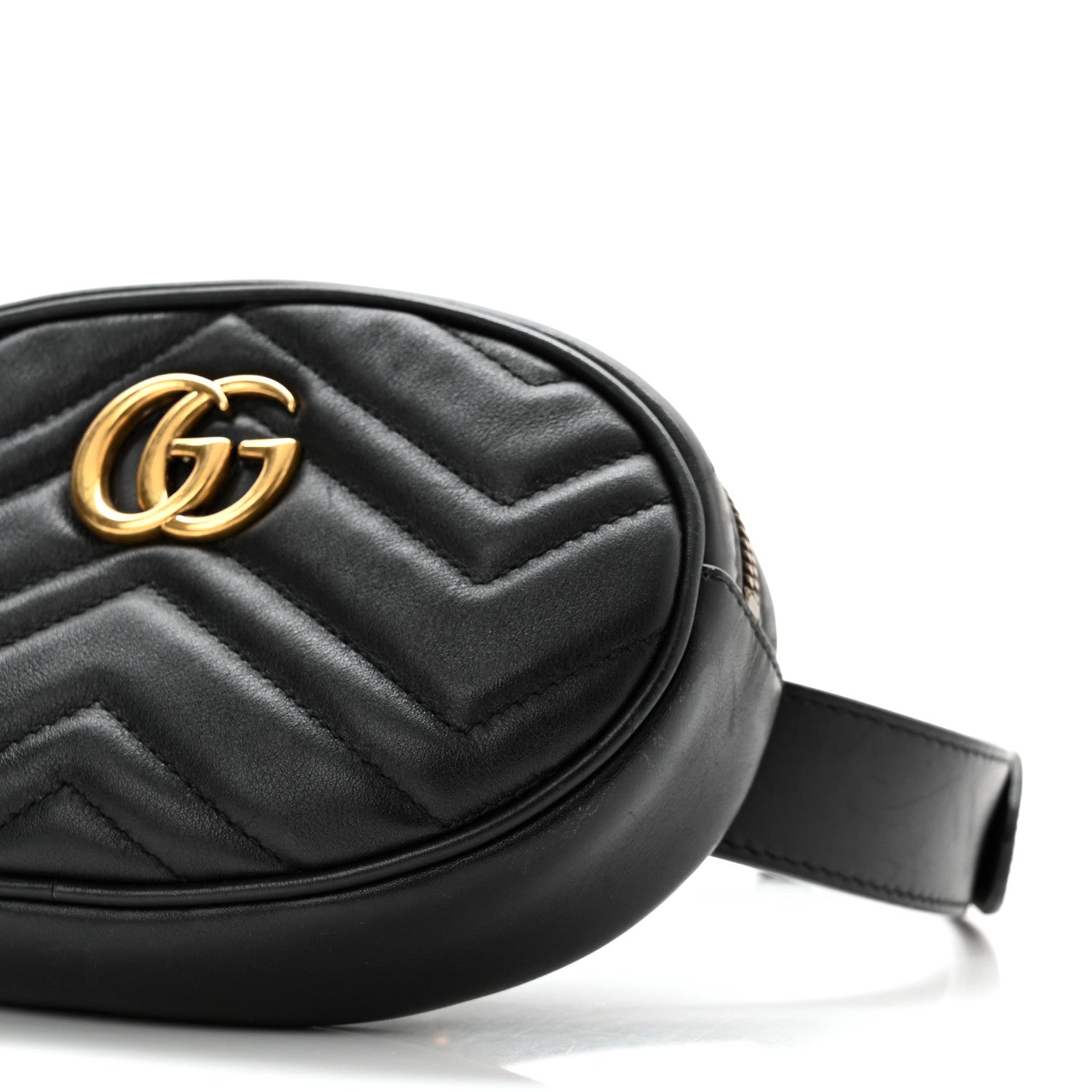 Gucci Calfskin Matelasse GG Marmont Belt Bag 85 34 Black 5 of 11