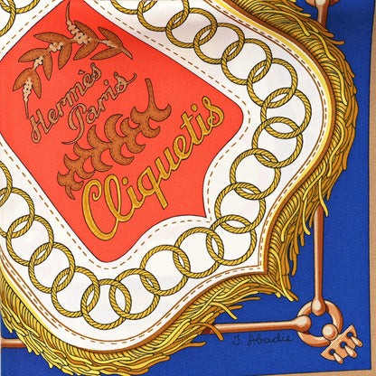 Hermes Silk Cliquetis Scarf 90 Camel Indigo Vieil 2 of 3