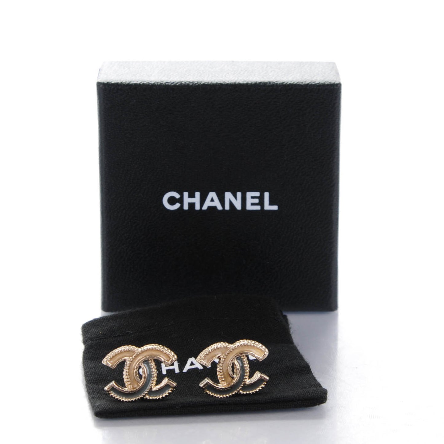Glitter Enamel CC Earrings Gold