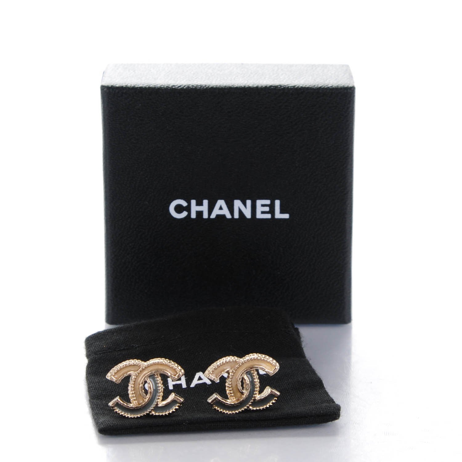 Chanel Glitter Enamel CC Earrings Gold 5 of 5