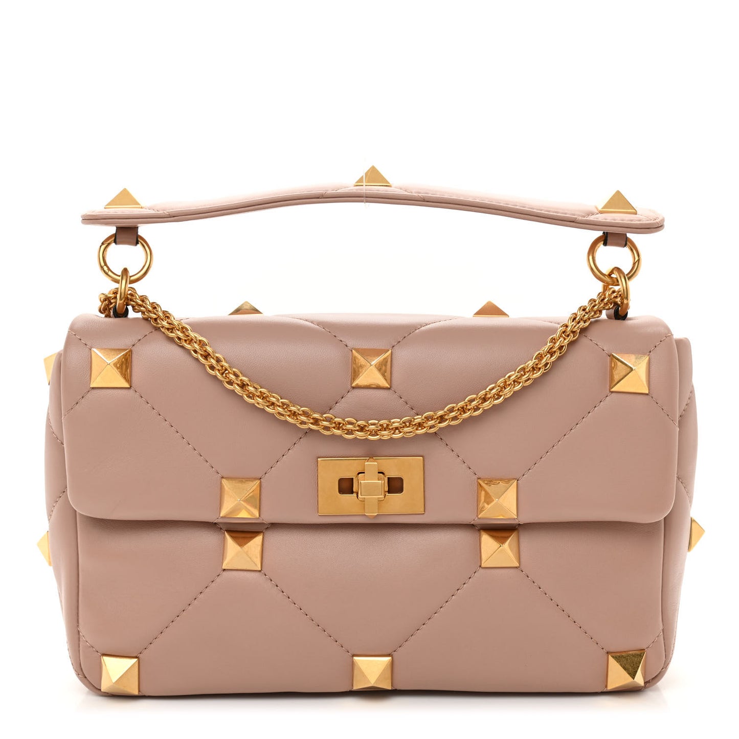 Nappa Large Roman Stud Shoulder Bag Rose Cannelle
