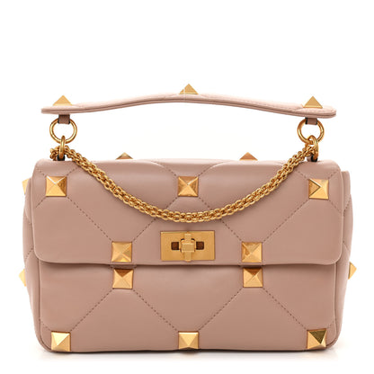 Valentino Garavani Nappa Large Roman Stud Shoulder Bag Rose Cannelle 1 of 7