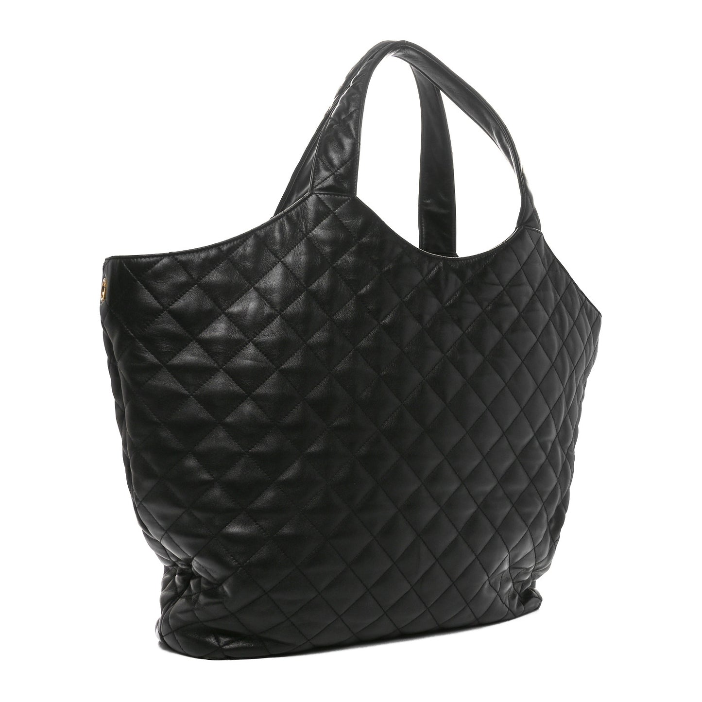 Lambskin Quilted Maxi Icare Shopping Tote Black