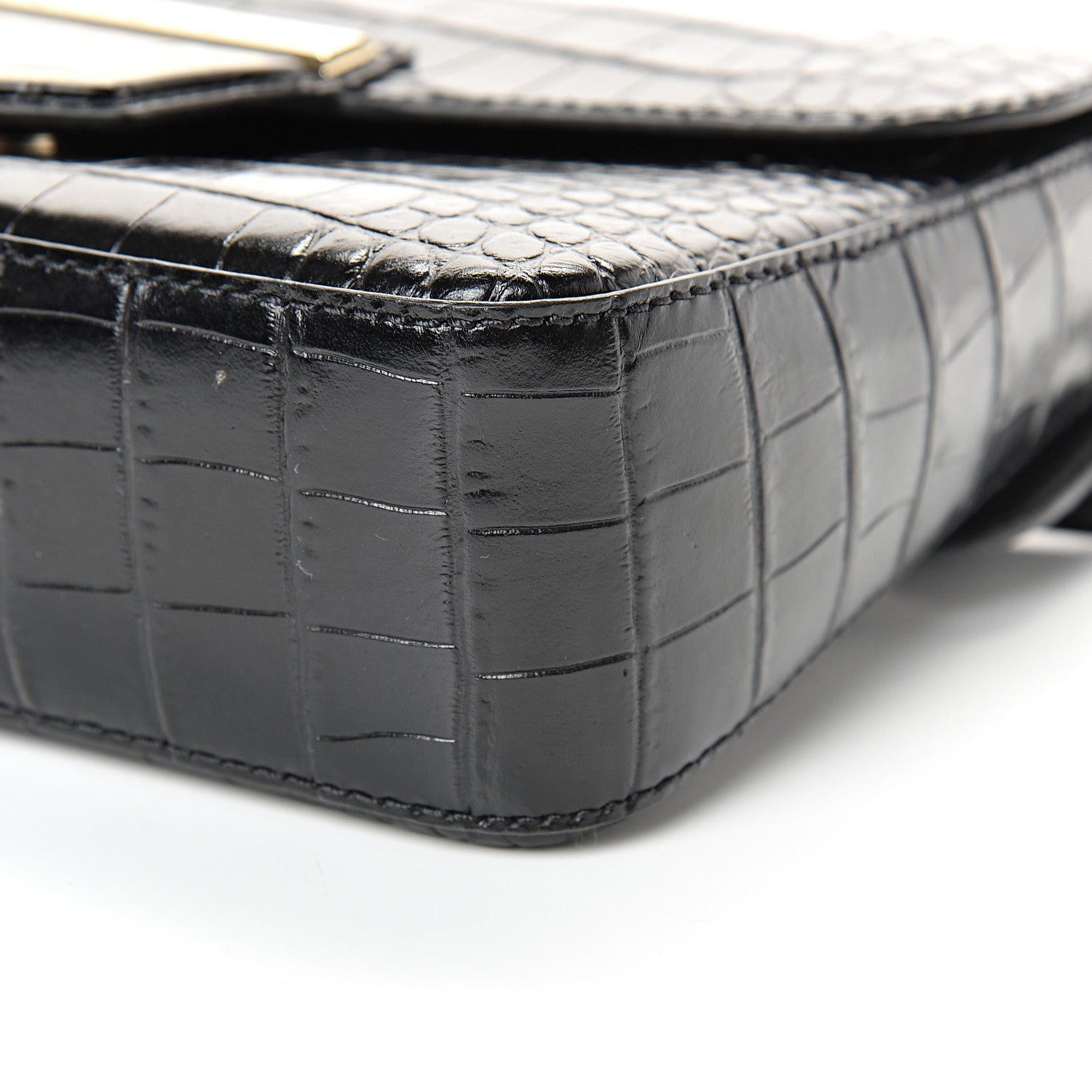 Givenchy Calfskin Crocodile Embossed Small Nobile Shoulder Bag Black 9 of 12
