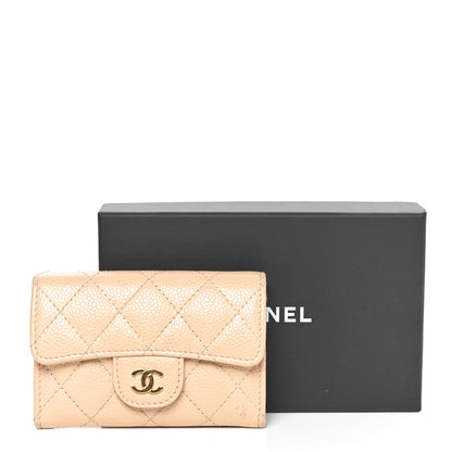 Chanel Caviar Quilted Flap Card Holder Wallet Beige 10 of 10