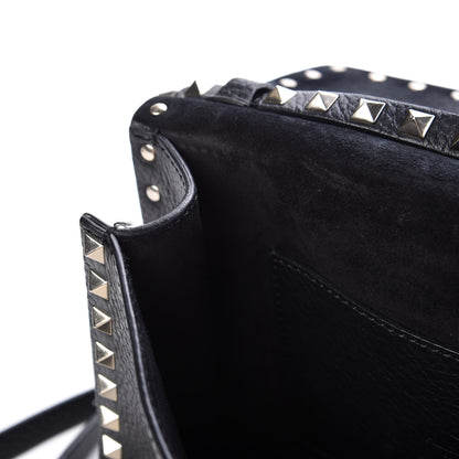 Valentino Garavani Pebbled Calfskin Medium Rockstud Flip Lock Crossbody Bag Black 10 of 11