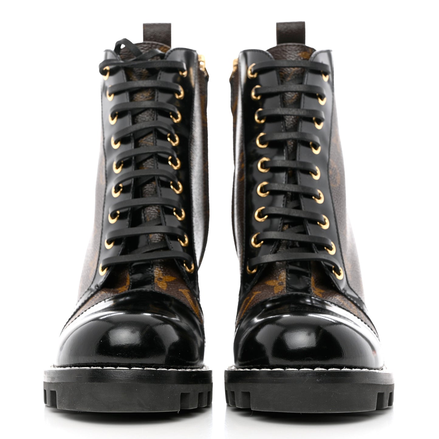 Patent Calfskin Monogram Star Trail Ankle Boots 38 Black