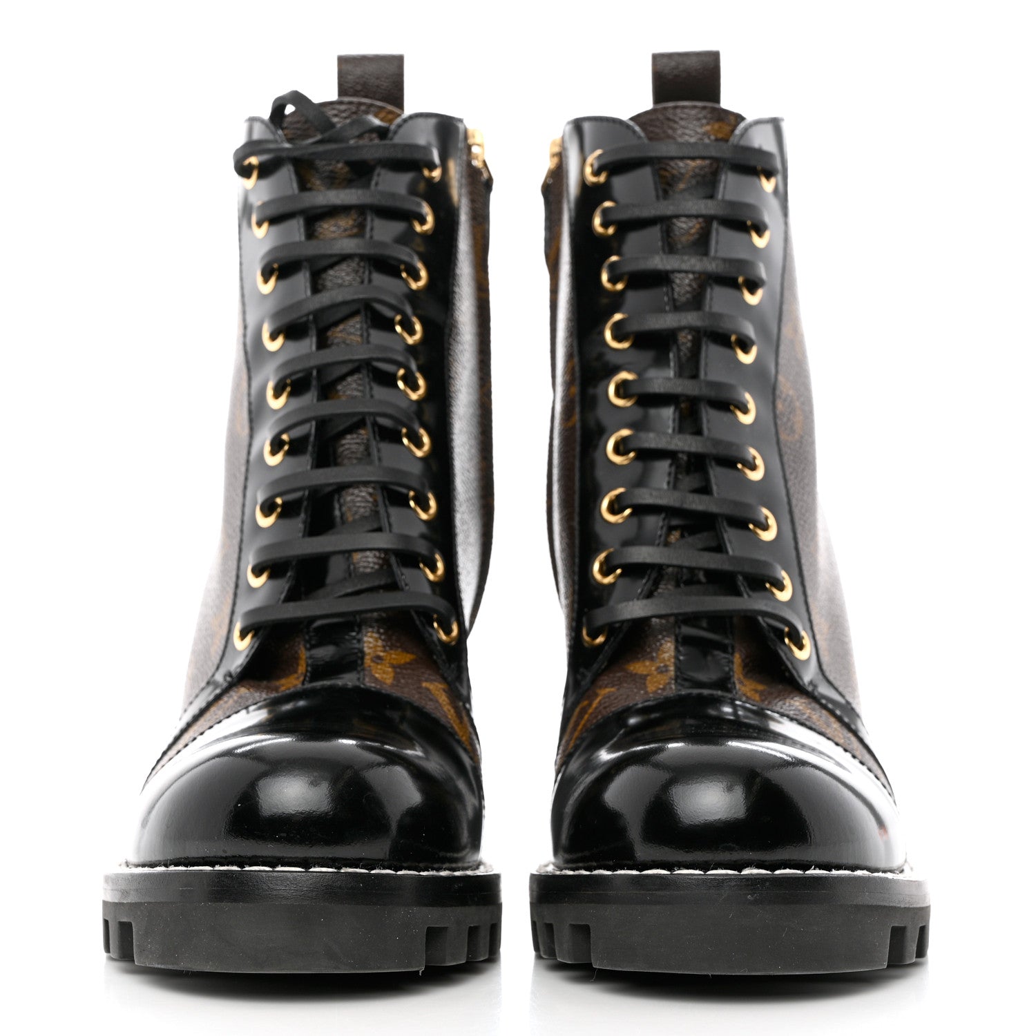 Louis Vuitton Patent Calfskin Monogram Star Trail Ankle Boots 38 Black 2 of 9