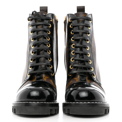 Louis Vuitton Patent Calfskin Monogram Star Trail Ankle Boots 38 Black 2 of 9
