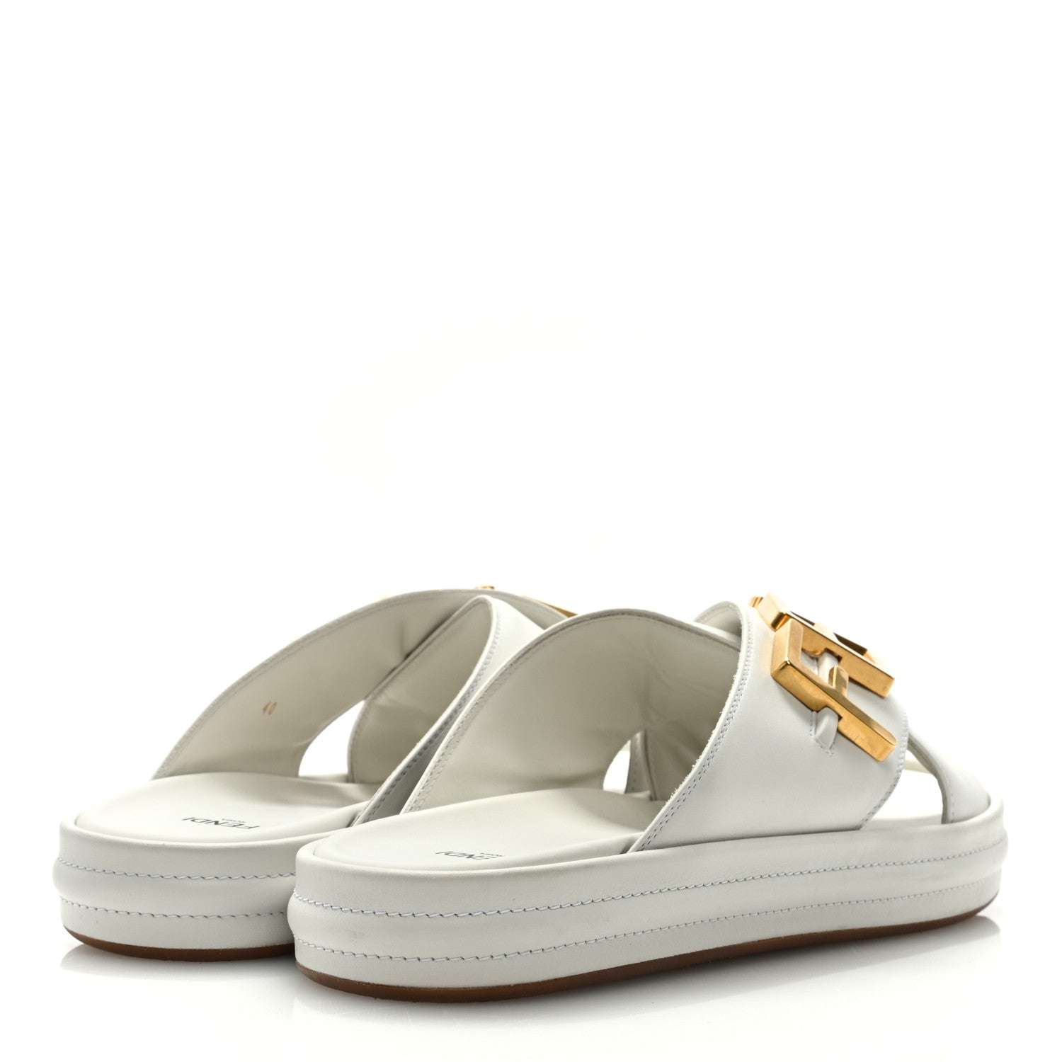 Fendi Vitello Womens Fendigraphy Slide Sandals 40 White Ice 4 of 7