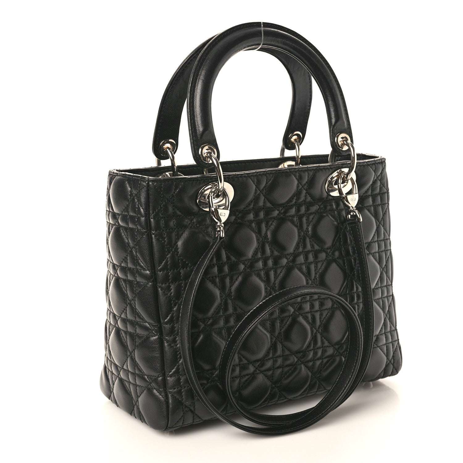 Christian Dior Lambskin Cannage Medium Lady Dior Black 3 of 12