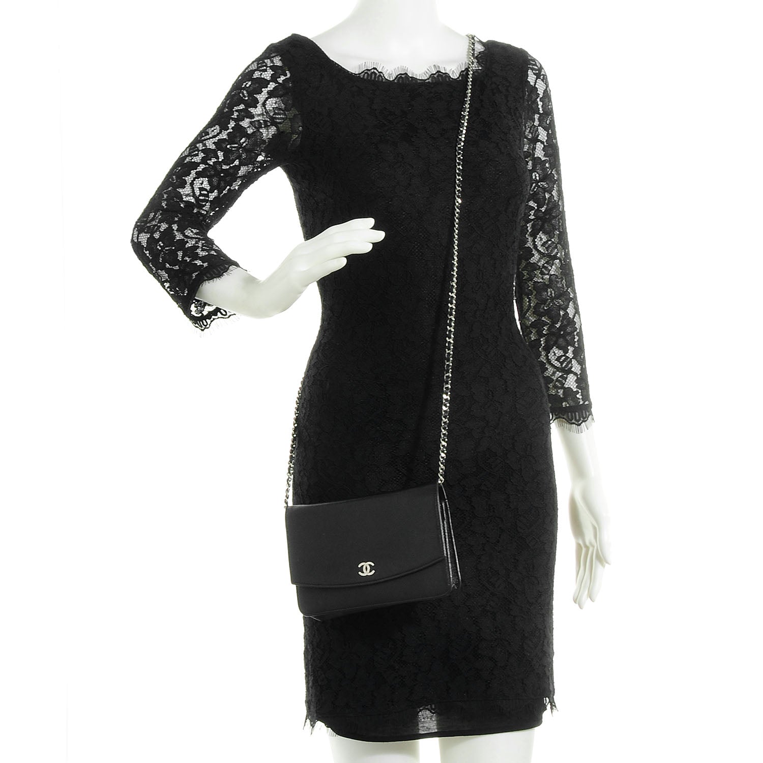 Chanel Caviar Sevruga Wallet On Chain WOC Black 2 of 8