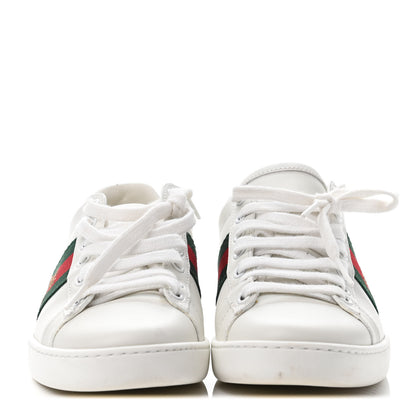Gucci Calfskin Ayers Bee Embroidered Womens Ace Sneakers 36 White Green 2 of 4