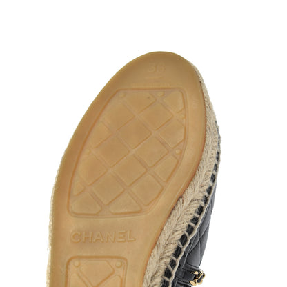 Chanel Lambskin Quilted CC Chain Espadrilles 36 Black 23 of 25