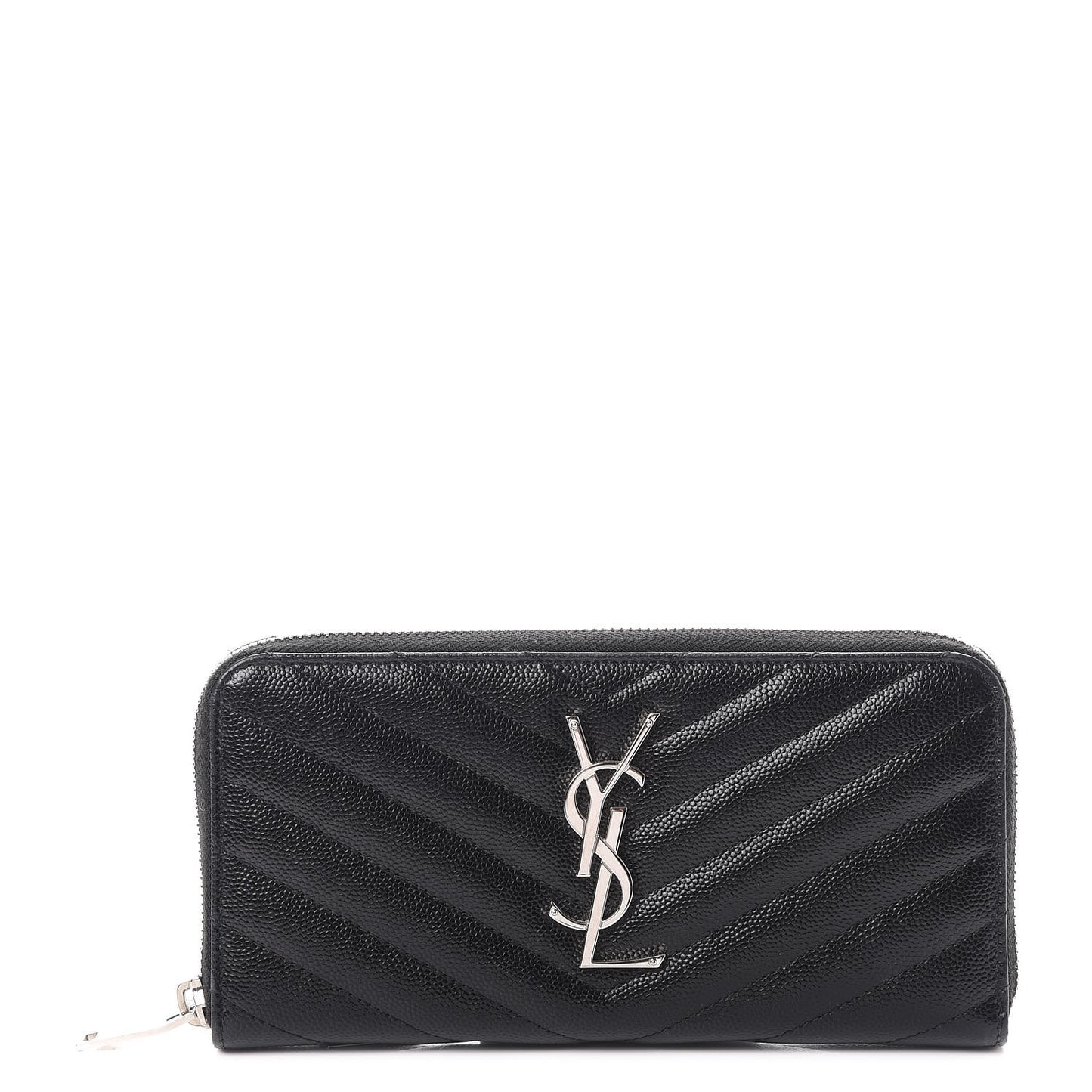 Grain De Poudre Matelasse Chevron Monogram Zip Around Wallet Black