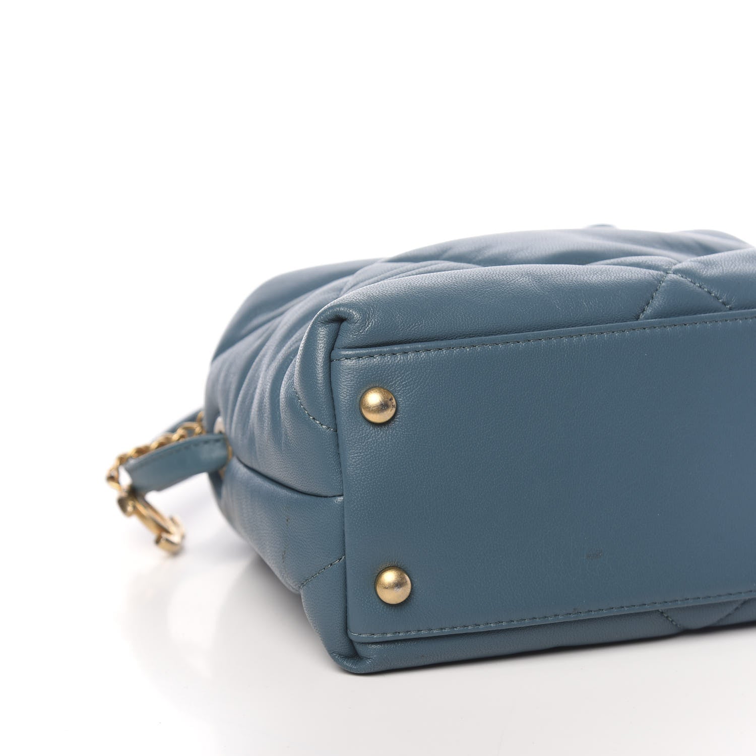 Chanel Lambskin Quilted Small Bowling Bag Turquoise 9 of 10