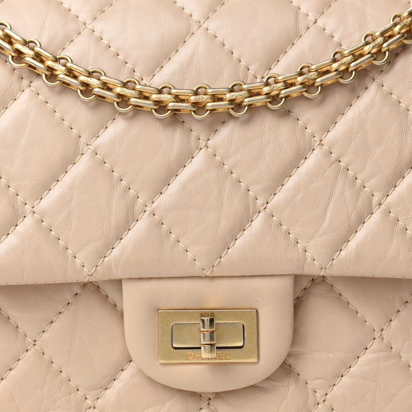 Aged Calfskin Quilted 2.55 Reissue 226 Flap Light Beige