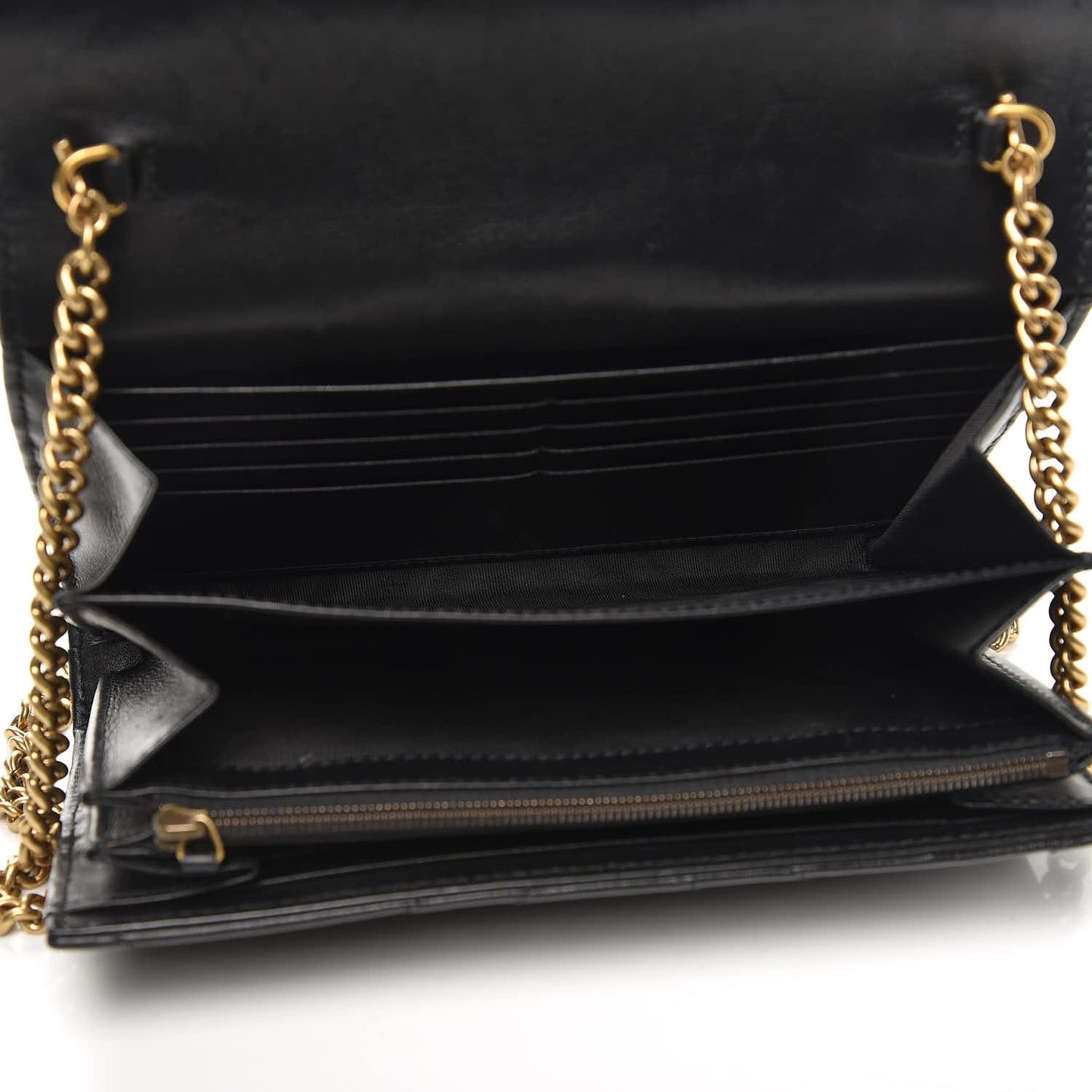 Calfskin Matelasse GG Marmont Chain Wallet Black