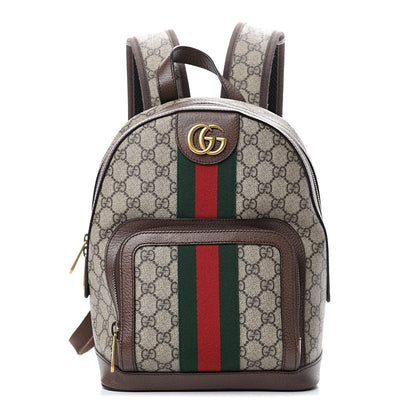 Gucci GG Supreme Monogram Calfskin Web Small Ophidia Day Backpack Beige Ebony New Acero 1 of 10