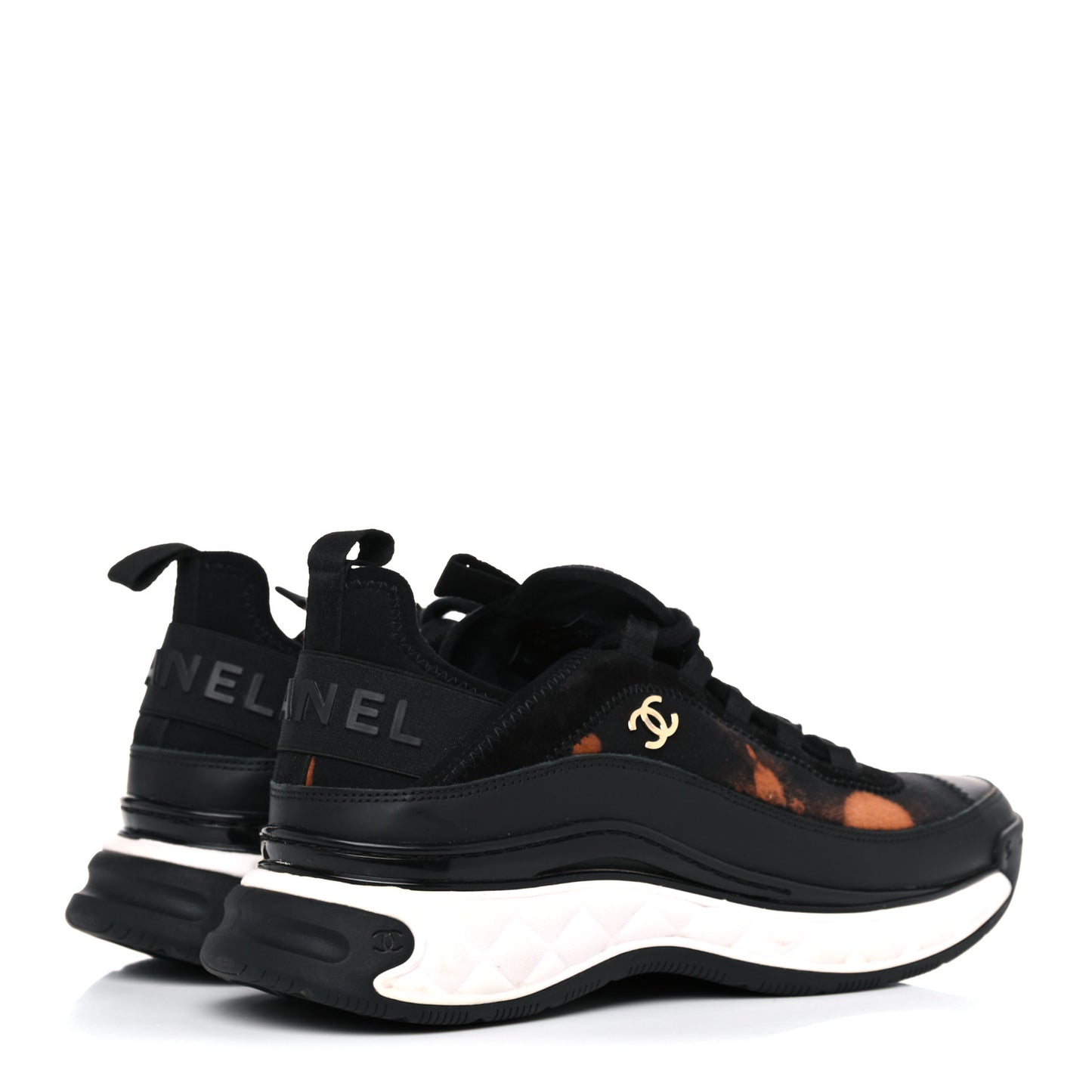 Velvet Calfskin Mixed Fibers CC Sneakers 39.5 Black