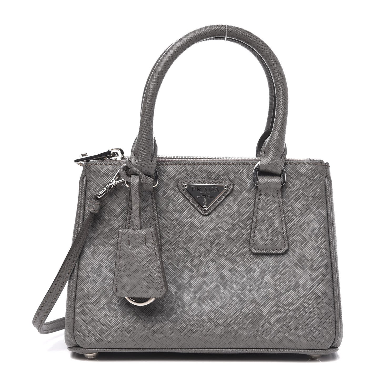 Saffiano Micro Galleria Double Zip Tote Marmo