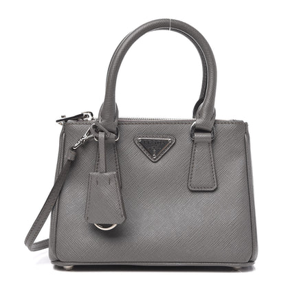Prada Saffiano Micro Galleria Double Zip Tote Marmo 1 of 11