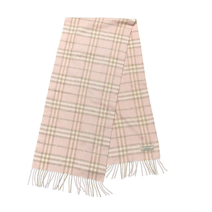 Burberry Cashmere Check Fringe Scarf Pink 3 of 4