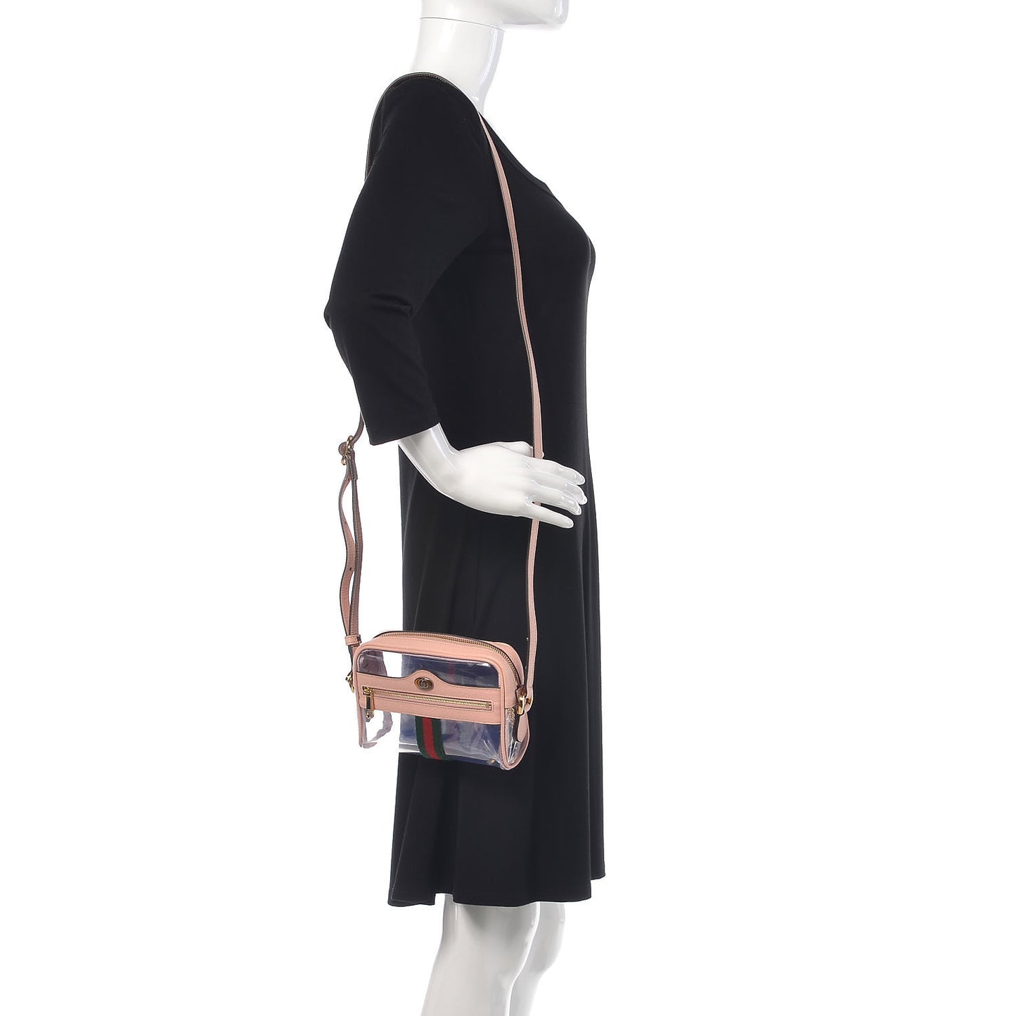 Vinyl Web Mini Ophidia Transparent Shoulder Bag Perfect Pink
