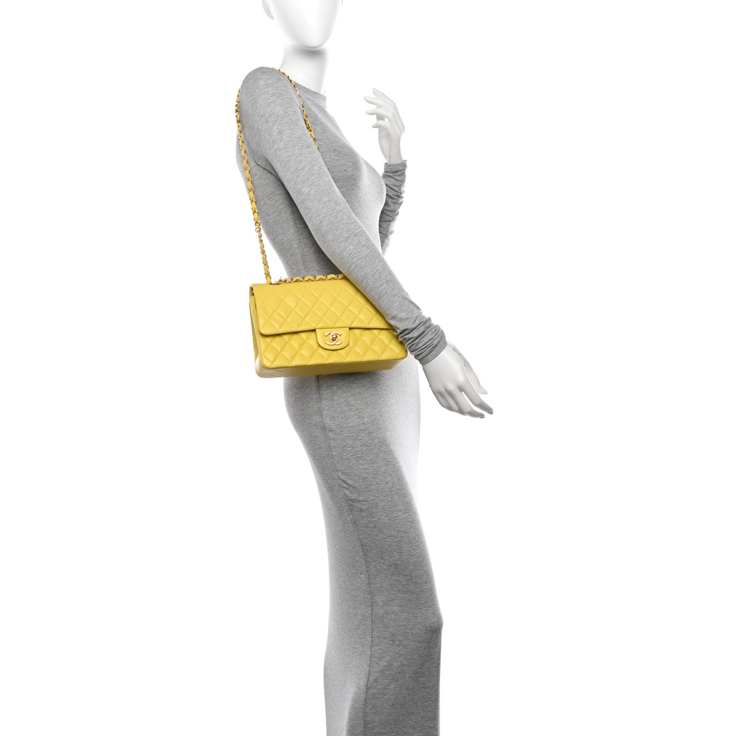 Chanel Lambskin Quilted Medium Double Flap Yellow Pink 2 of 13