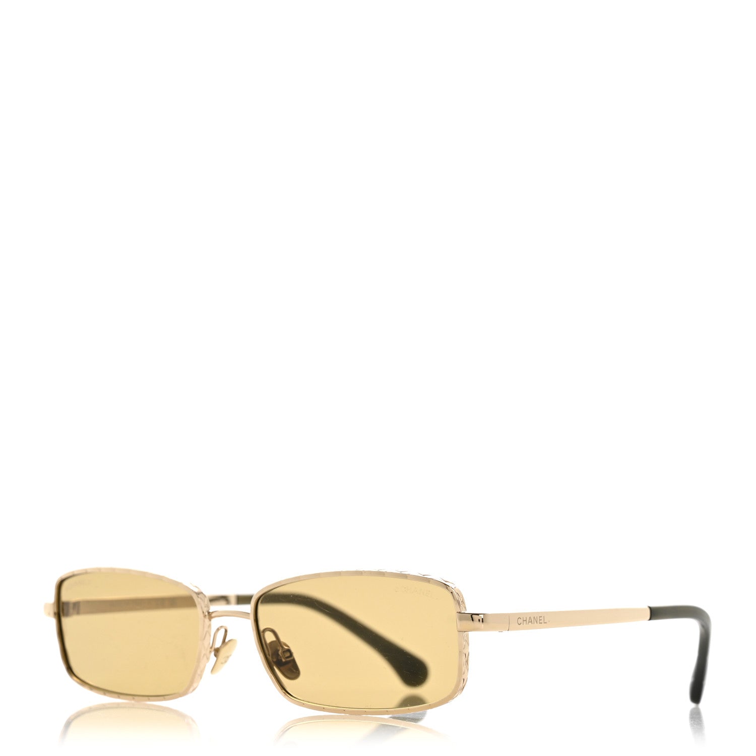 Chanel Metal Quilted Rectangle Sunglasses 4295 Green Gold 1 of 8
