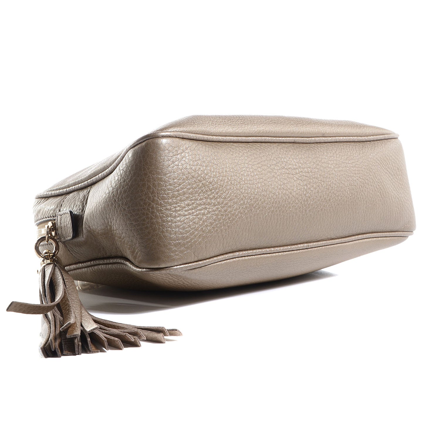 Metallic Pebbled Calfskin Small Soho Bowler Golden Beige