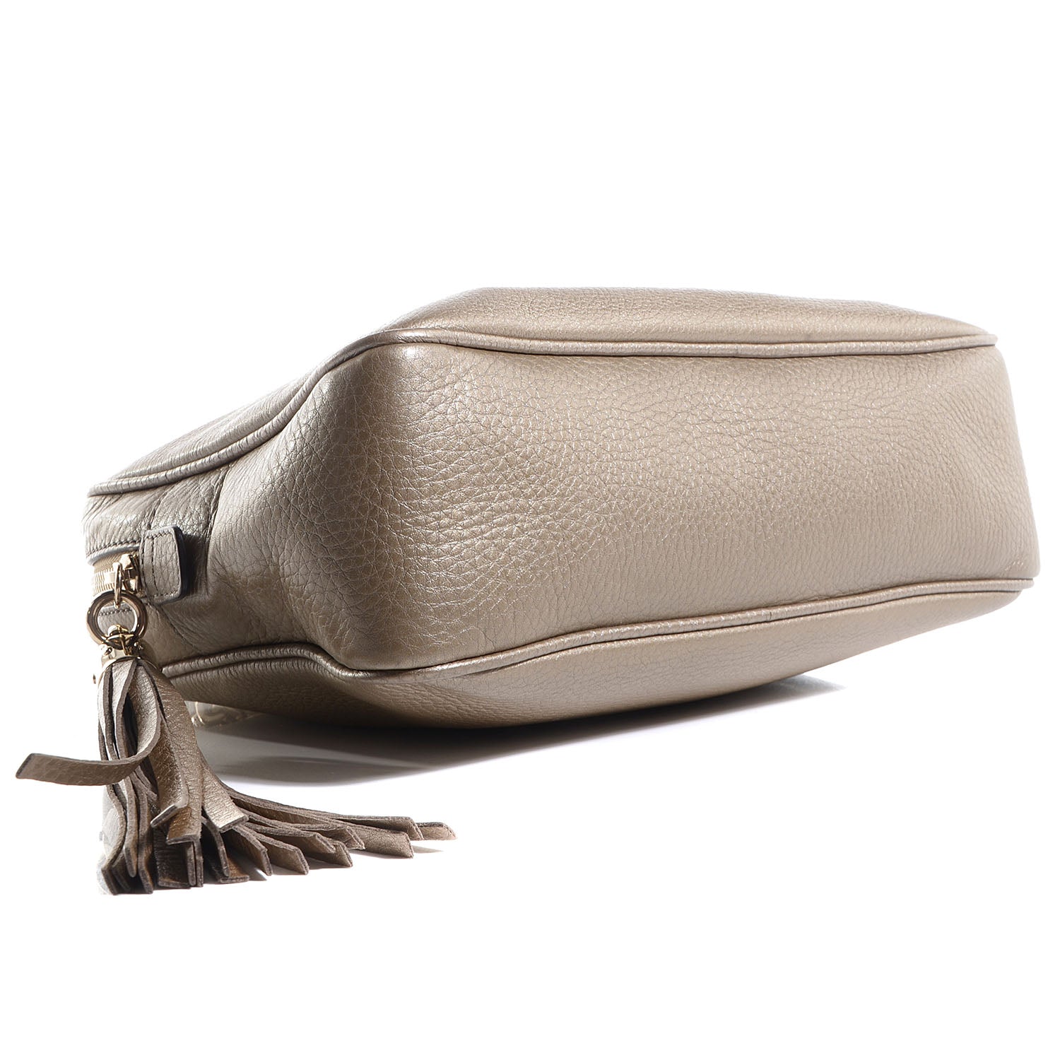 Gucci Metallic Pebbled Calfskin Small Soho Bowler Golden Beige 4 of 9