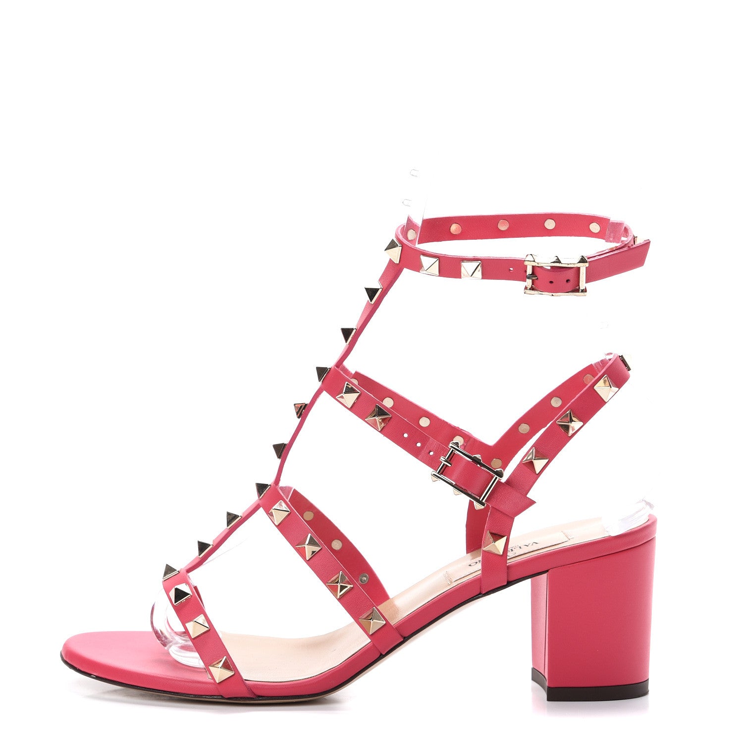 Valentino Garavani Calfskin Rockstud 60mm City Sandals 38 Fragola 1 of 11