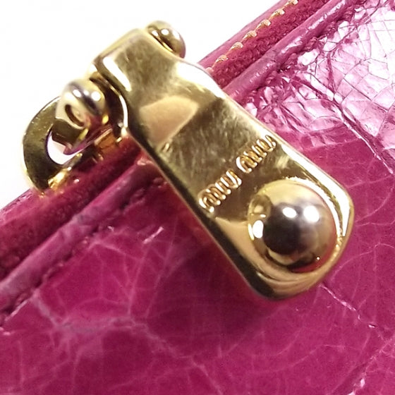 Miu Miu Crocodile Flap Wallet Peonia Fucsia 9 of 10