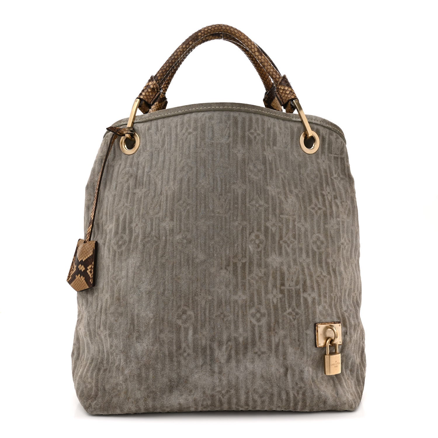 Louis Vuitton Suede Snakeskin Monogram Embossed Whisper GM Jade 1 of 16