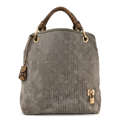 Louis Vuitton Suede Snakeskin Monogram Embossed Whisper GM Jade 1 of 16