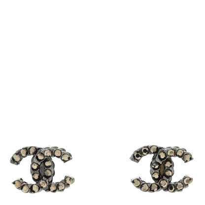 Chanel Ruthenium Crystal CC Earrings Black 1 of 4
