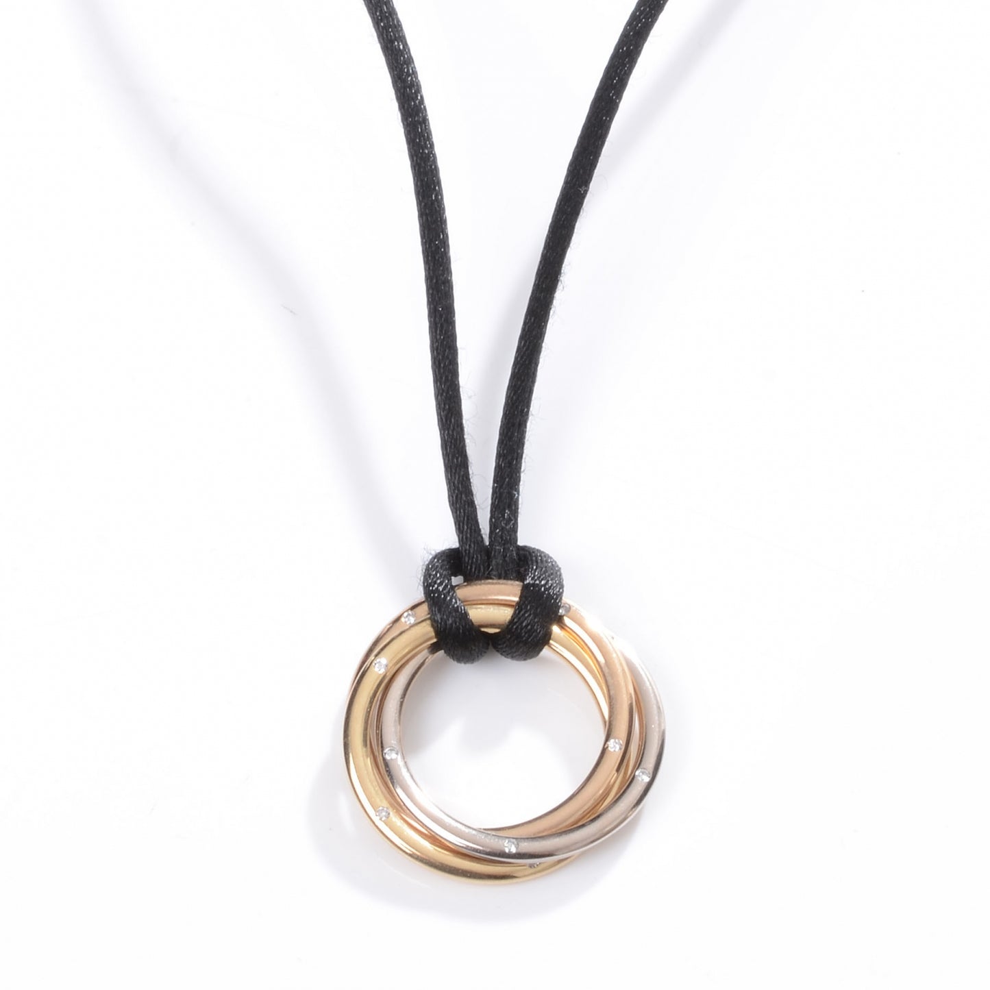 18K Pink Yellow White Gold Diamond Trinity Cord Necklace