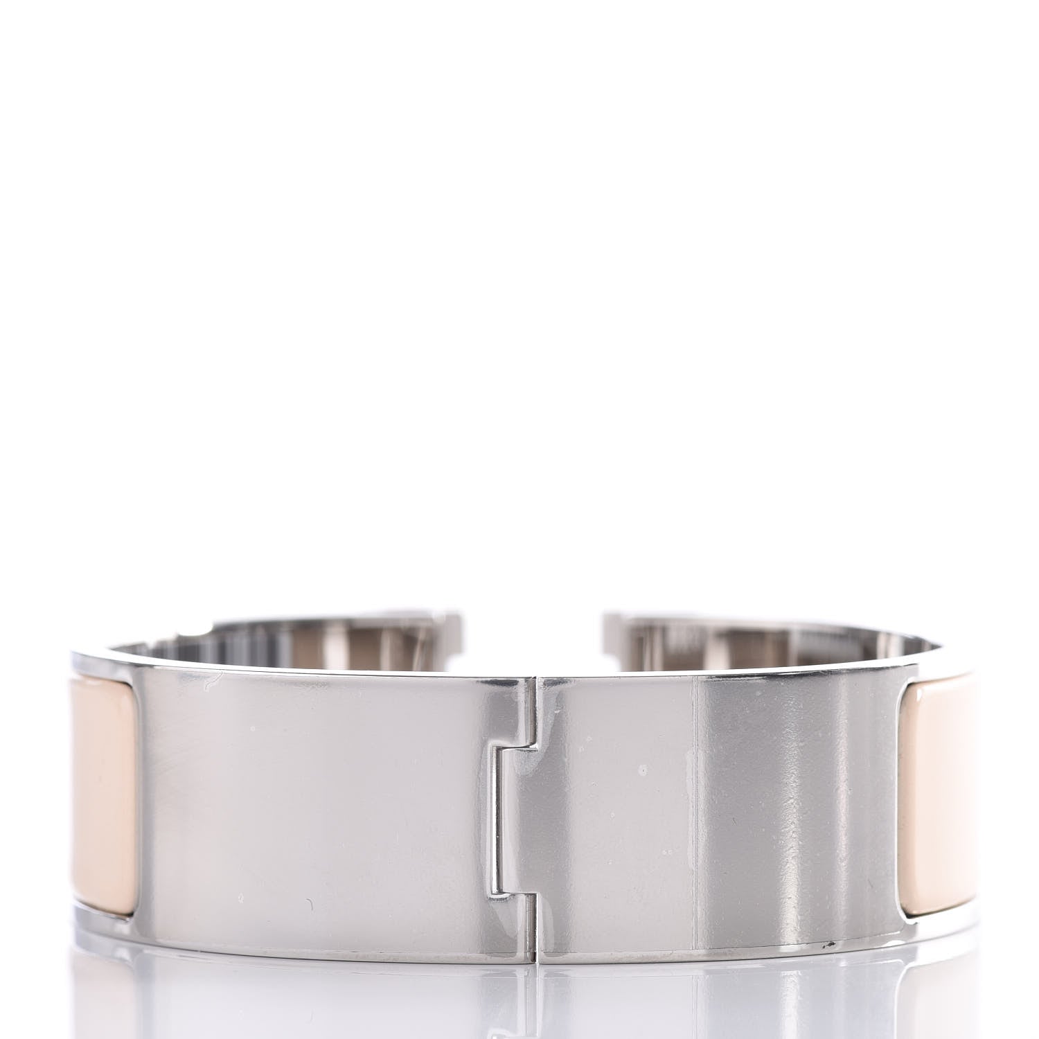 Hermes Enamel Wide Clic Clac H Bracelet GM Beige Nacre 2 of 4